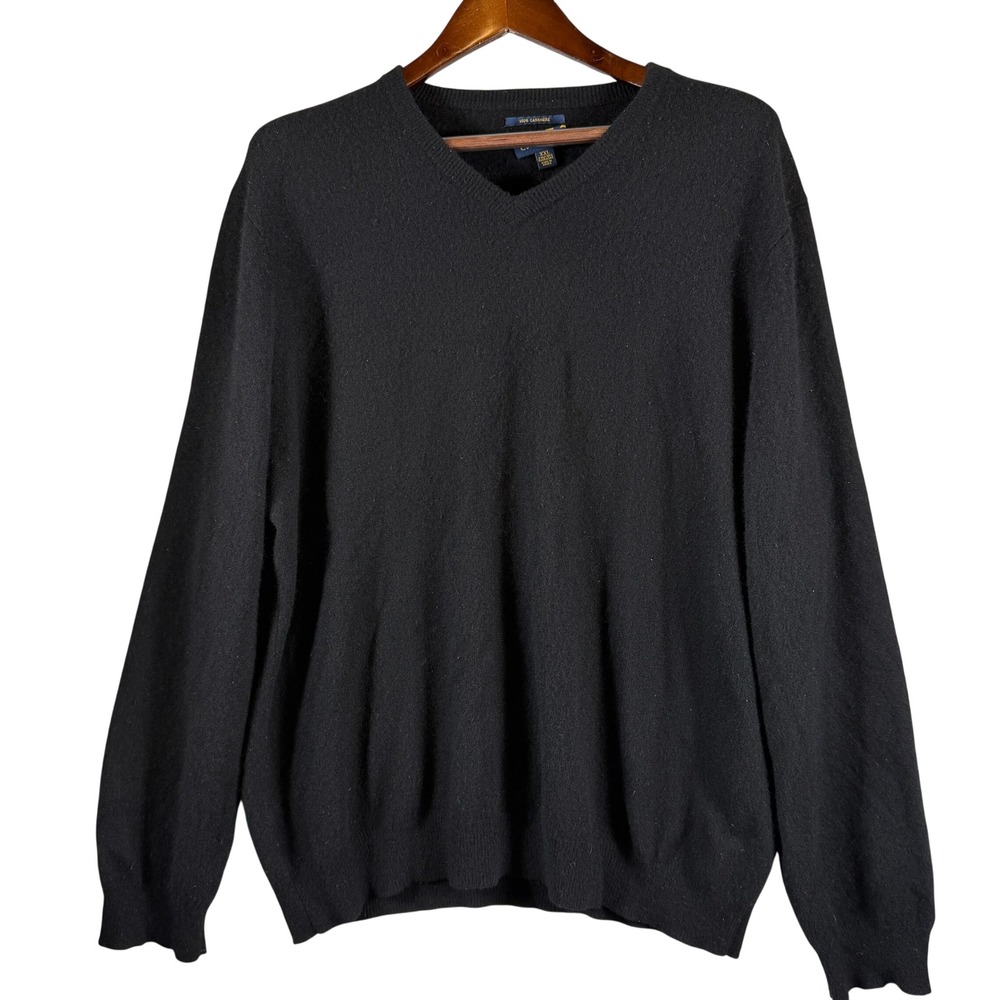 Club Room Men's XXL 100% Cashmere Black V Neck Sweater 2 Ply Pullover Classic